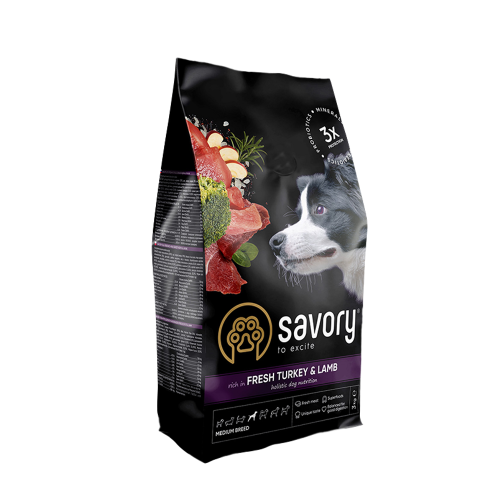 Сухий корм для собак Savory Medium Breed Fresh 3 кг - індичка та ягня