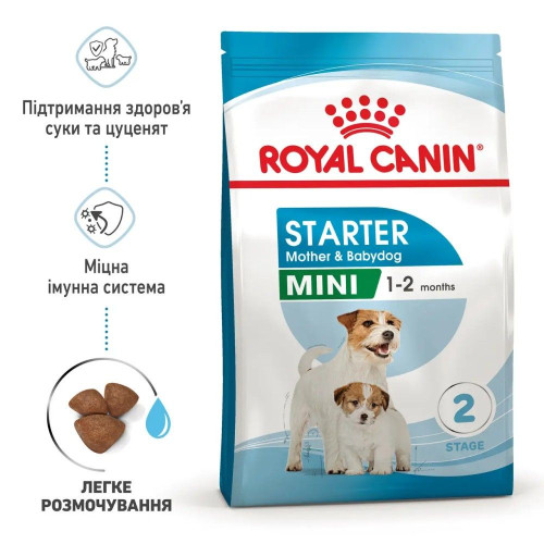 Сухий корм для цуценят мініатюрних порід Royal Canin Mini Starter 8 кг - домашня птиця