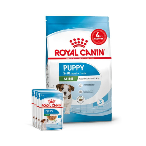 Набір корму для цуценят Royal Canin Mini Puppy 2 кг + 4 pouch - домашня птиця