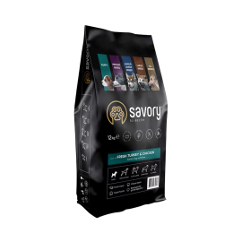 Сухий корм для цуценят Savory 12 кг (індичка та курка)