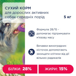 Сухий корм для собак Club 4 Paws Premium Adult Active Medium Breeds 5 кг - курка + Puller