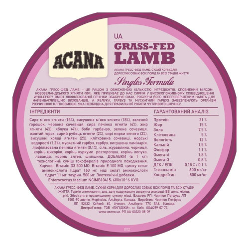Сухий корм для собак з чутливим травленням Acana Grass-Fed Lamb 2 кг (ягня)