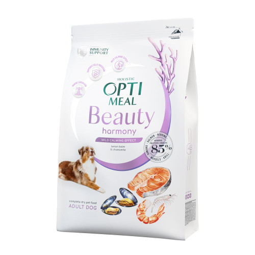 Сухий корм для собак усіх порід Optimeal Beauty Harmony із заспокійливим ефектом 10 кг (морепродукти)