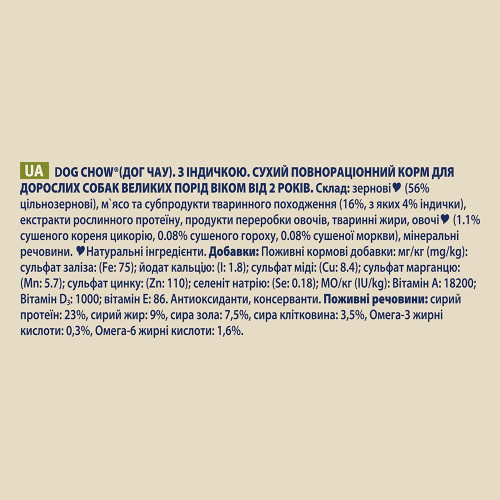 Сухий корм для дорослих собак великих порід Dog Chow Adult Large Breed Turkey 14 кг (індичка)