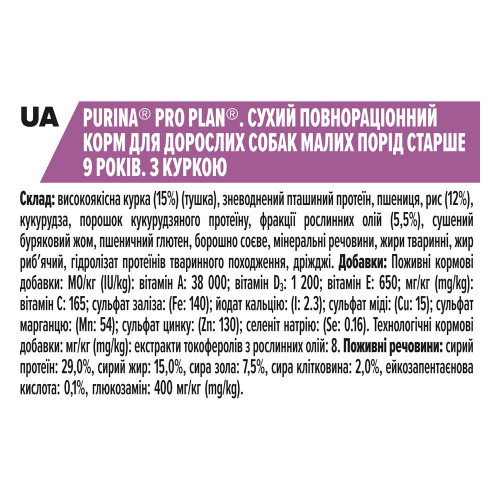 Сухий корм для дорослих собак малих порід Pro Plan Adult Small and Mini 9+, 7 кг (курка)