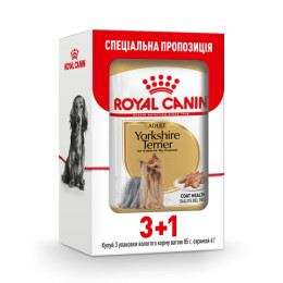Вологий корм для дорослих собак породи йоркширський тер'єр Royal Canin Yorkshire Terrier Adult pouch 85 г, 3+1 шт у подарунок - домашня птиця