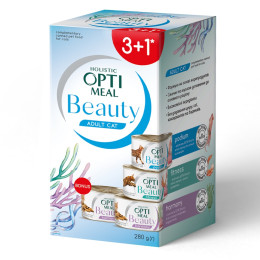 Optimeal Beauty Adult Cat Набір консервованого корму для дорослих котів (3+1)